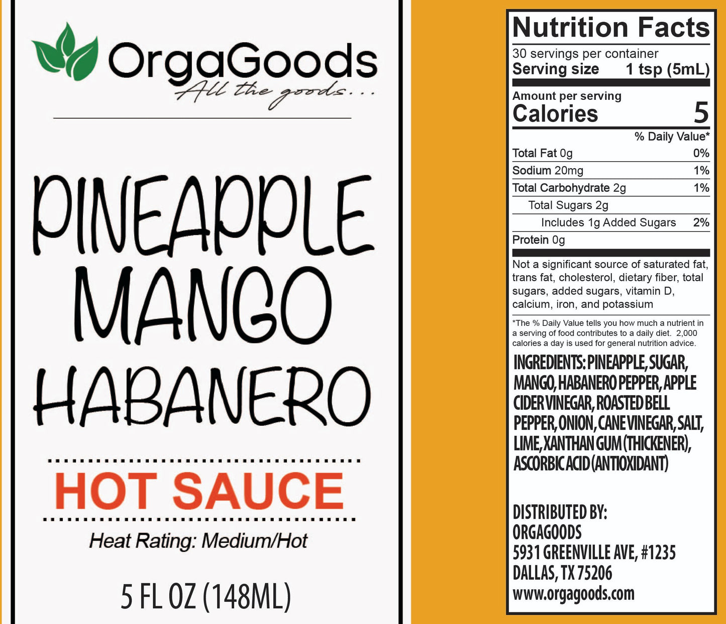 Orgagoods' Pineapple Mango Hot Sauce 5oz