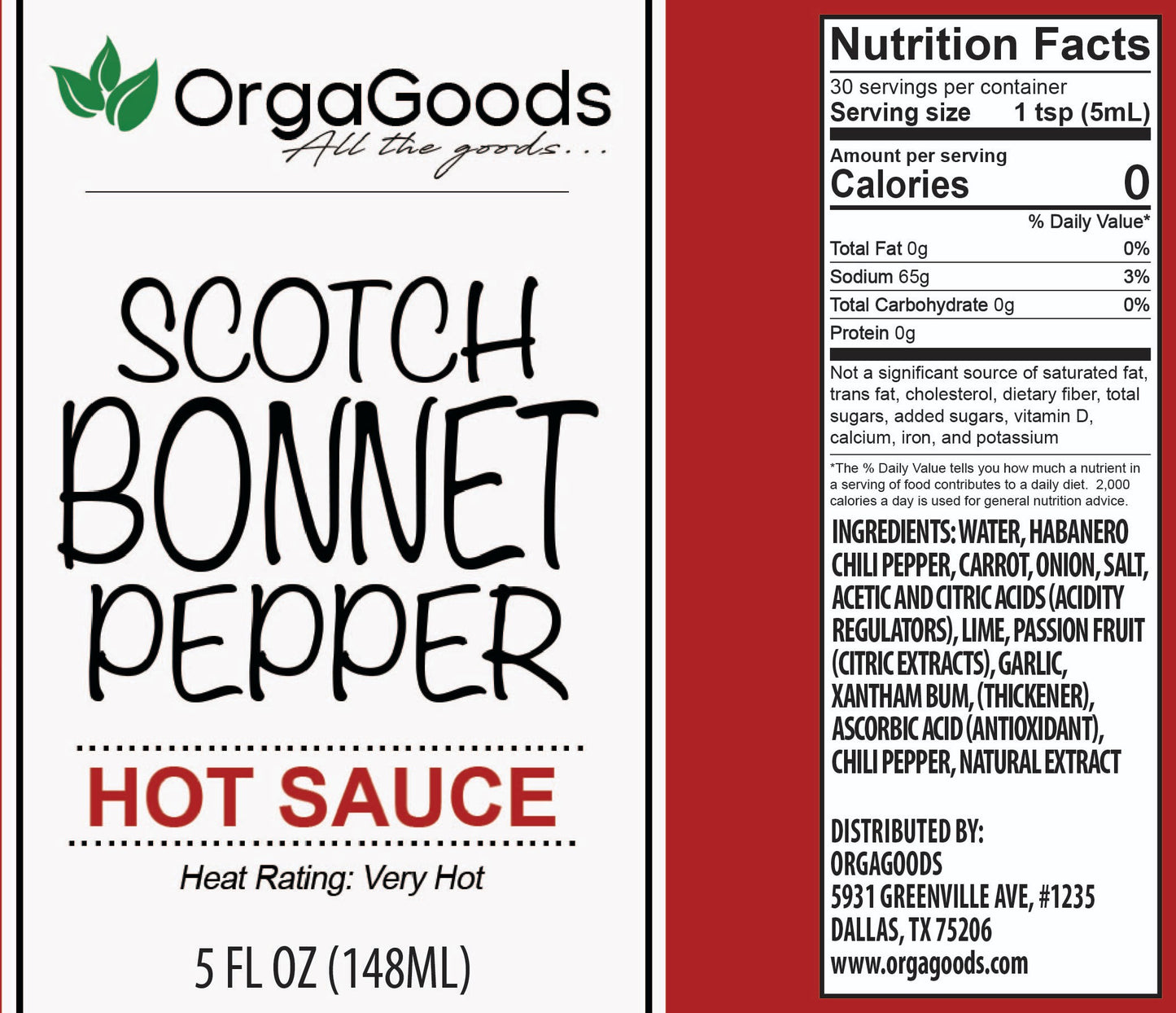 Orgagoods' Scotch Bonnet Pepper Hot Sauce 5oz