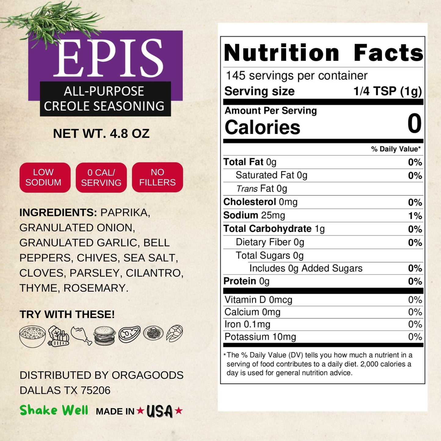 Epis seasoning nutrition facts