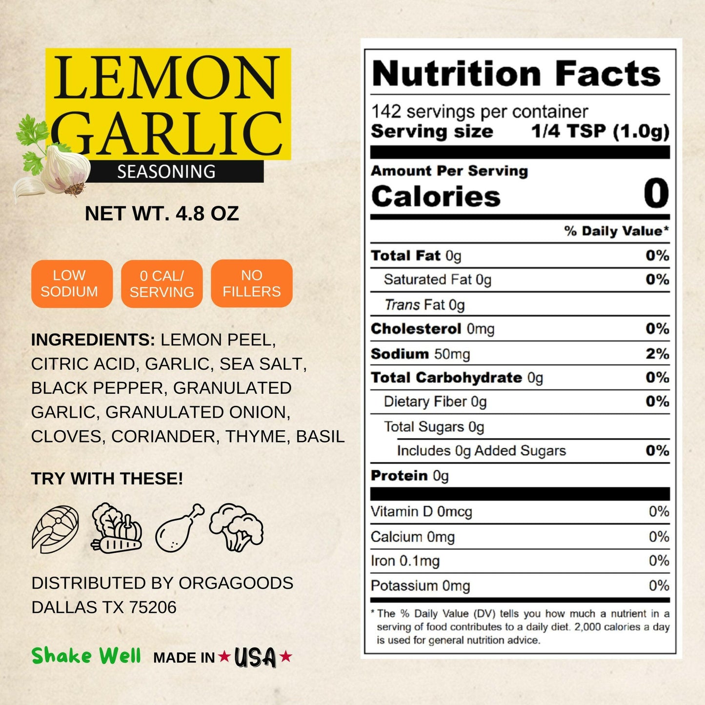 Lemon Garlic seasoning nutrition facts