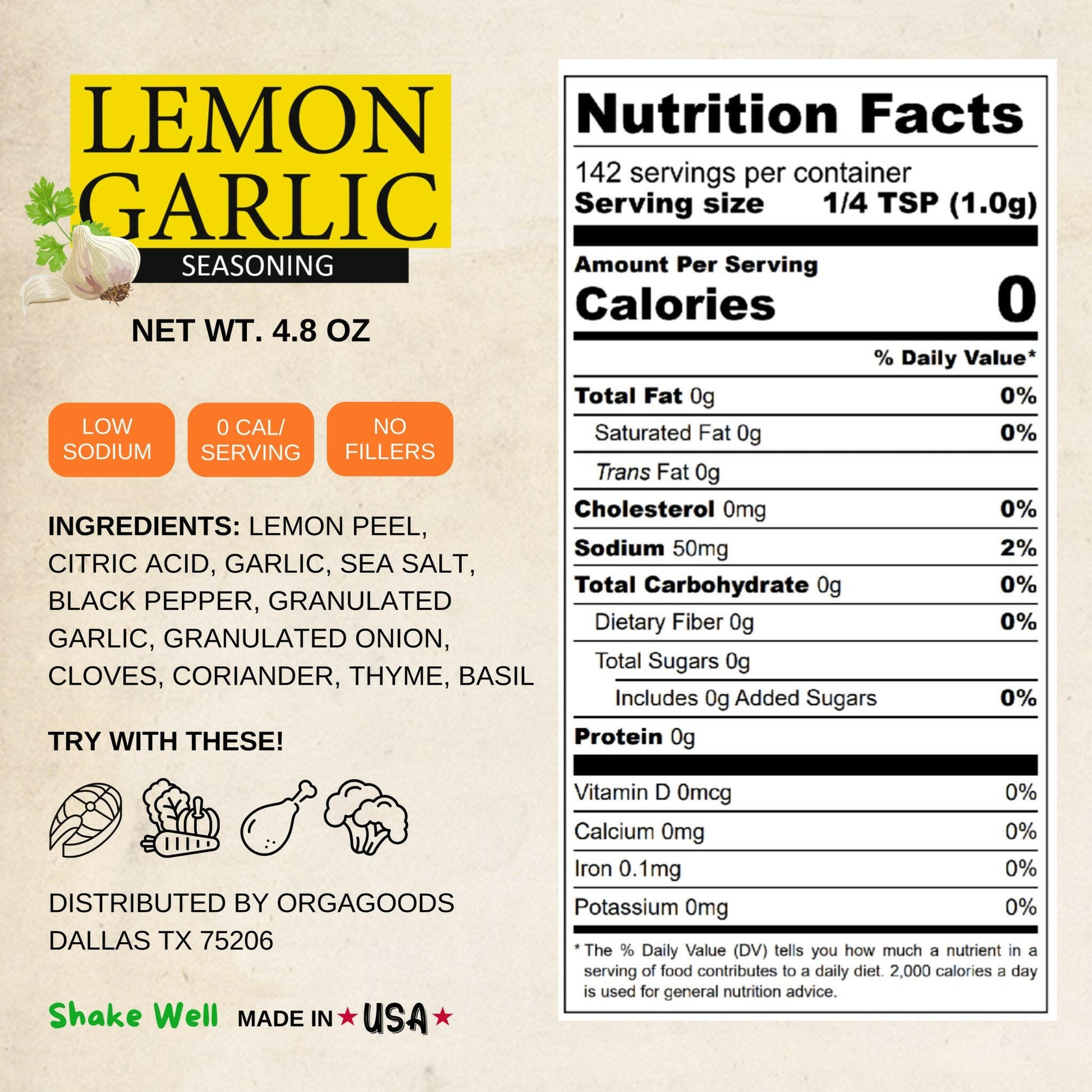 Lemon Garlic seasoning nutrition facts