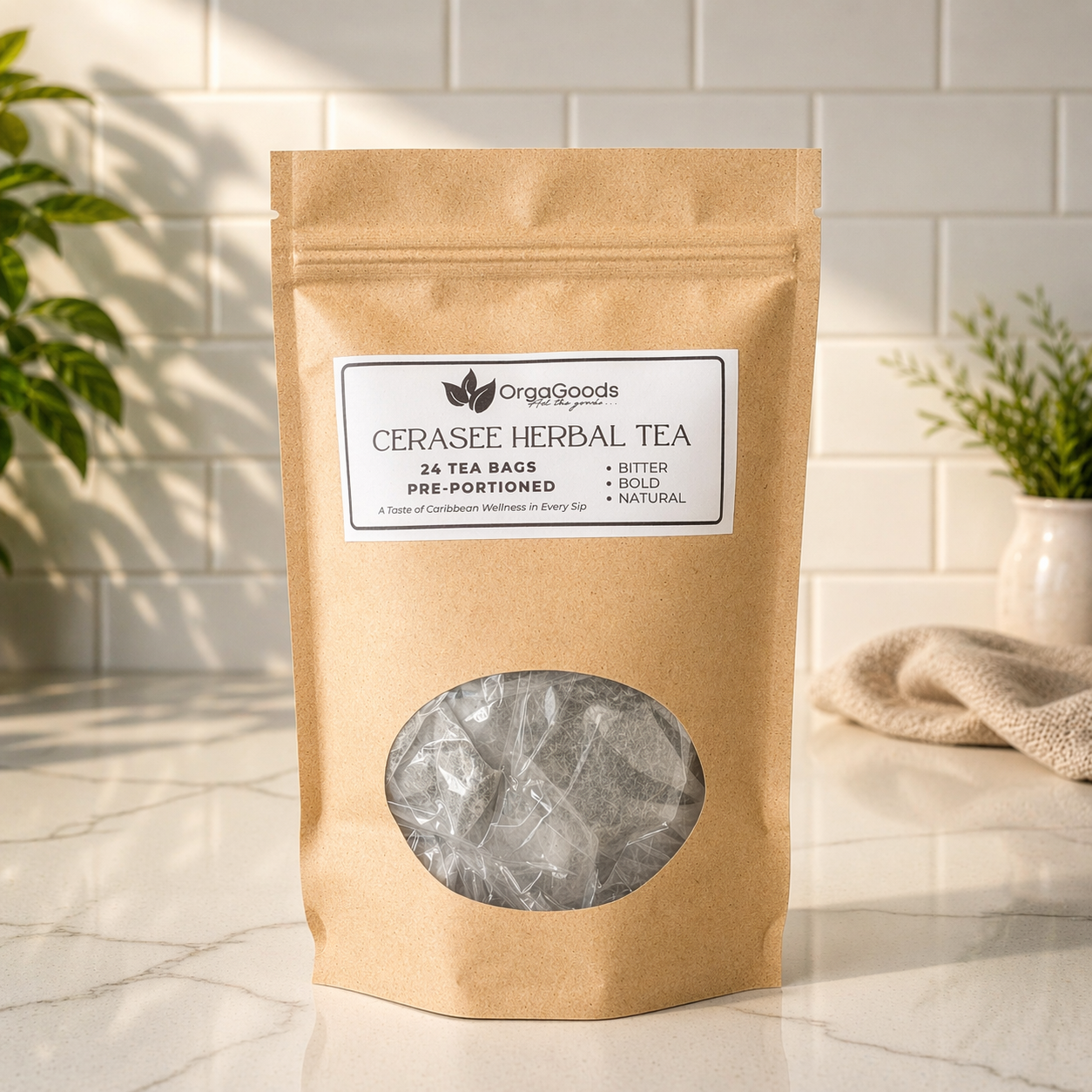 Cerasee Herbal Tea – 24 Pre-Portioned Bags, Natural Bitter Detox Tea